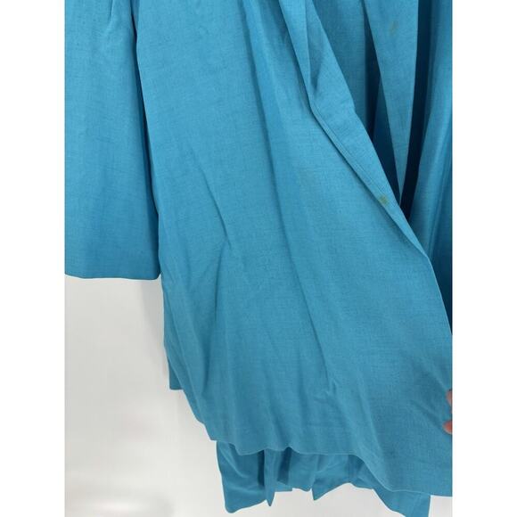 Christian Dior Vintage 90s Skirt Jacket Set Womens 10 Blue Rhinestone Button - Picture 11 of 16